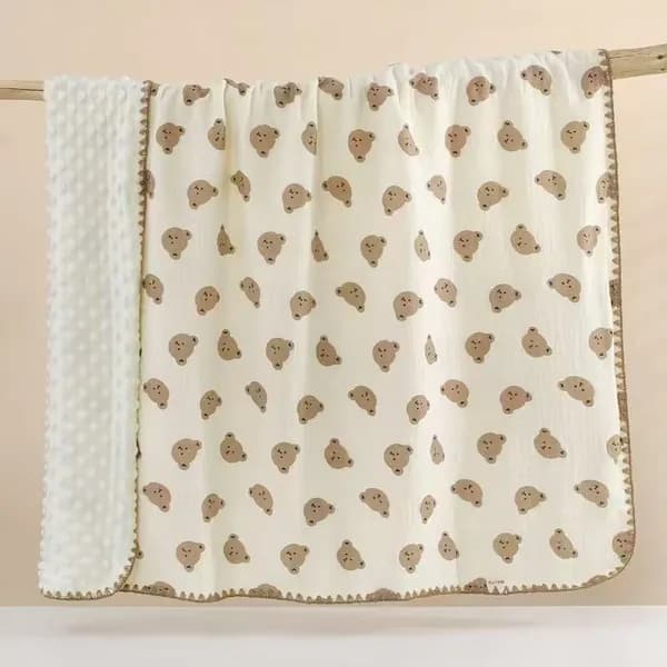 FELITOR Плед 100x100 см хлопок двусторонний, плюшевый сердечки коричневый