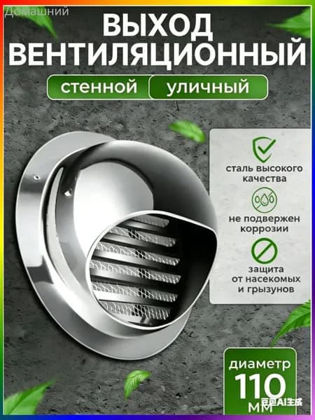 вентиляционный колпак с сеткой и фланцем ф110 мм
