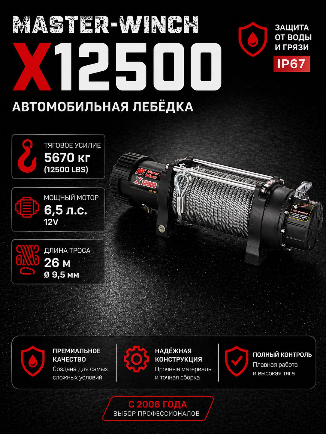 Лебедка автомобильная Master Winch X12500