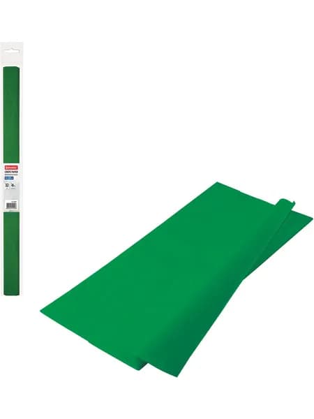 Бумага гофрированная/креповая, 32г/м2, 50х250см, темно-зеленая, в рулоне, BRAUBERG, 126537