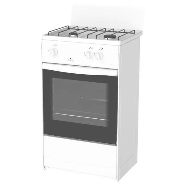 Плита Газовая Darina 1AS GM 521 001 W белый, реш.сталь, 85x50x40см, 2 конфорки, духовка 45л