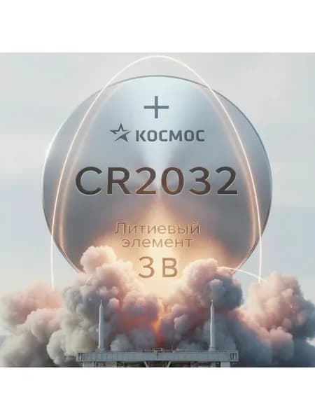 Космос Батарейка CR2032, Li (литиевый) тип, 3 мА•ч, 3 В, 2 шт