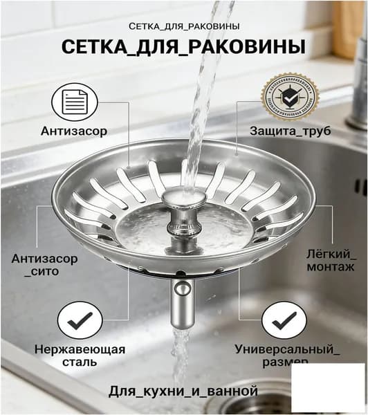 Коландер для мойки 8.3 см х 8.3 см, 1 шт