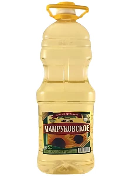 Масло Премиум Мамруковское подсолнечное рафинированное растительное халяль для салатов жарки питания 2 л