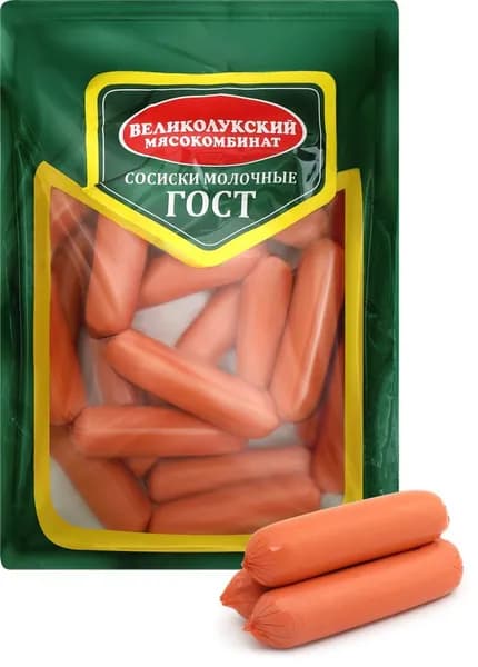 Сосиски МК ВЕЛИКОЛУКСКИЙ Молочные ГОСТ, 650г