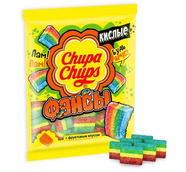 Мармелад жевательный Chupa Chups Фансы кислые с фруктовым вкусом, 70г