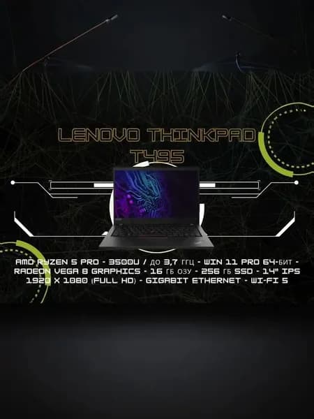 Lenovo Lenovo T495, Как новый Ноутбук 14", AMD Ryzen 5 PRO 3500U, RAM 32 ГБ, HDD, SSD 256 ГБ, AMD Radeon Vega 8, Windows Pro, черный, Русская раскладка