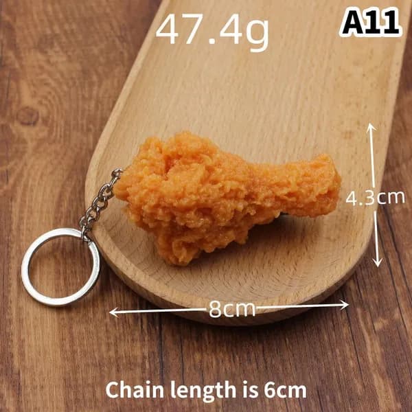 Брелок для ключей, имитация kfc, семейная бочка, жареные куриные крылышки