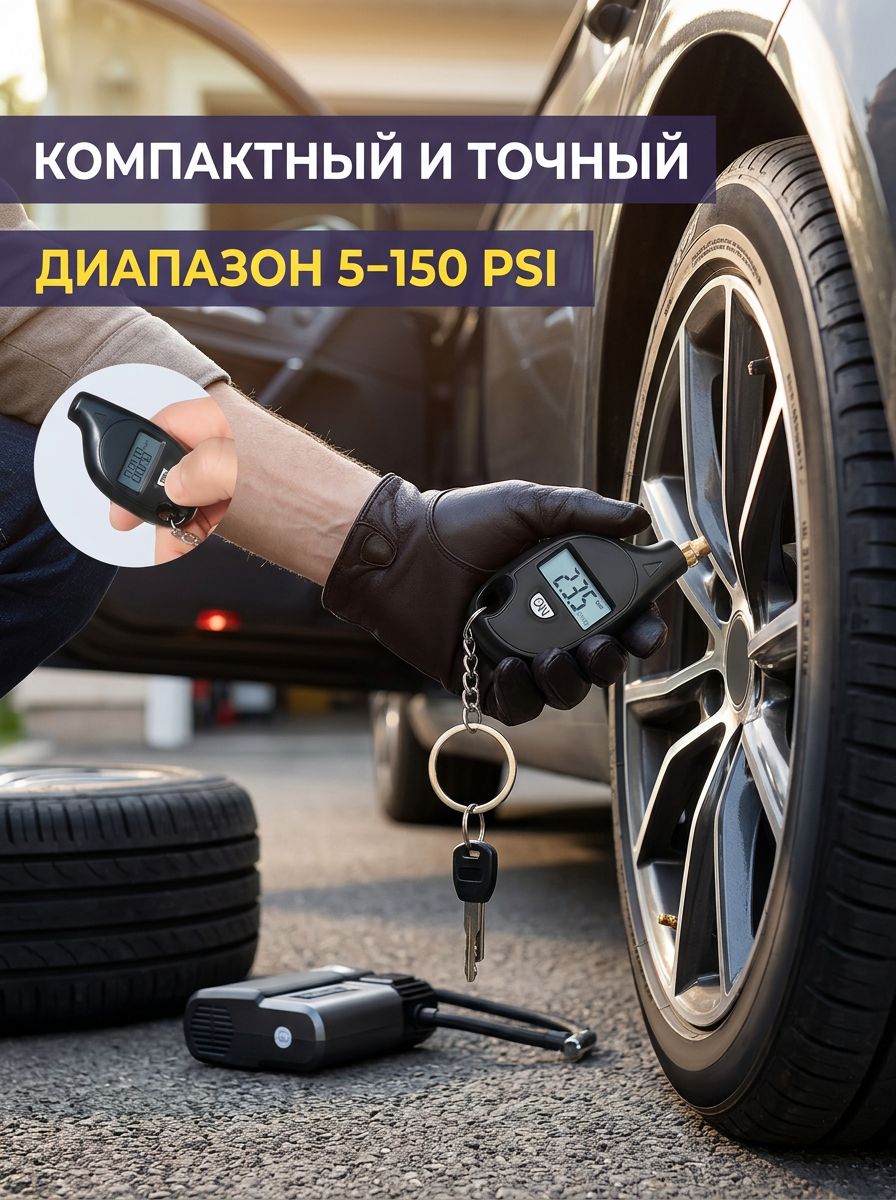 Манометр автомобильный, 1 шт.