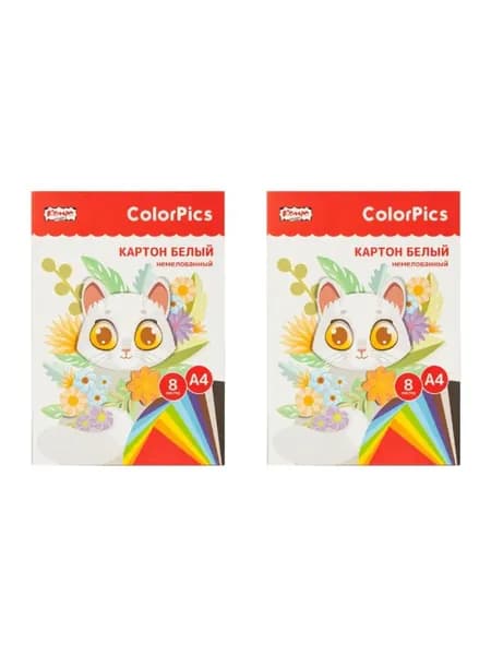 Комус Класс Картон белый "ColorPics" немелованный А4, 8 листов, 2 шт