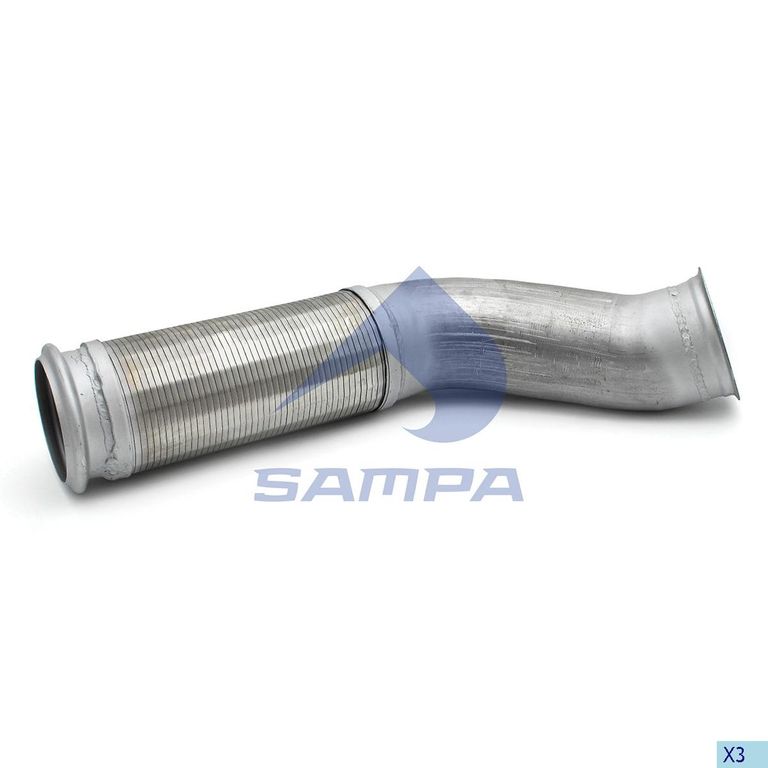 Труба приемная глушителя с гофрой для Вольво FH арт 034481 SAMPA