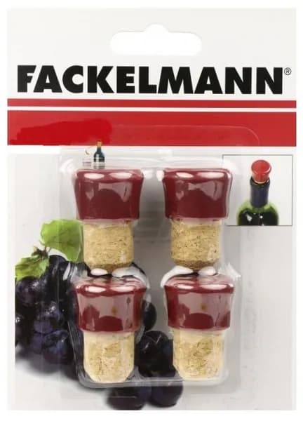 Пробка для закупоривания бутылок FACKELMANN Bar, 4 шт, пробка для вина и крепкого алкоголя многоразовая, крышка для бутылки вина