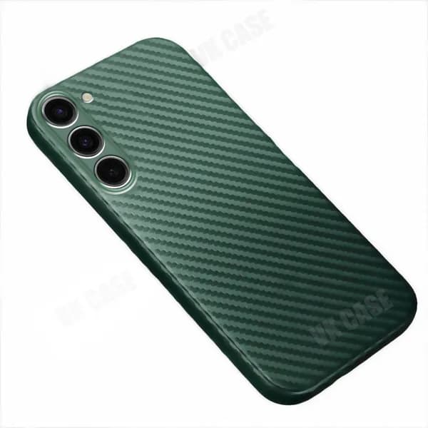 Карбоновый чехол для Samsung Galaxy S23 Plus/ Самсунг Галакси С23 Плюс, зеленый