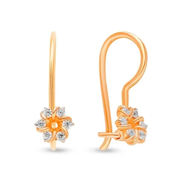 Серьги детские с фианитами из красного золота 375 пробы 585GOLD