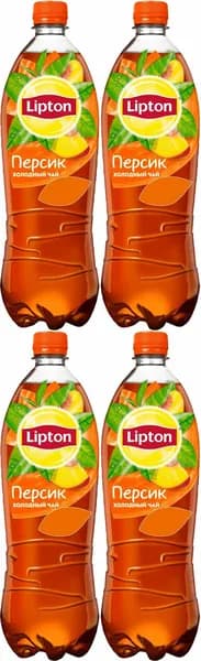 Холодный чай Lipton персик, комплект: 4 упаковки по 1 л
