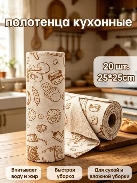 Полотенце кухонное, Шенилловая фактура, 25x25, 20шт