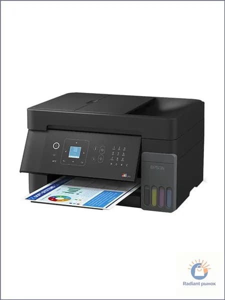 Epson МФУ Струйное Epson МФУ Струйное L5398, СНПЧ, цветн, А4 ADF 30лс, LCD, факс, Wi-Fi, черный, В комплекте четыре флакона Настоящие чернила, кремовый