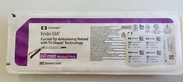 Одноразовая кассета Endo GIA с изогнутым кончиком и технологией Tri-staple 60 мм, 6 рядов скобок, 12 мм, арт.EGIA60CTAMT
