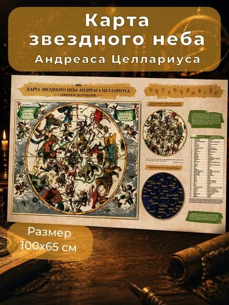 Белкартография Карта звёздного неба 64,5 x 100 см