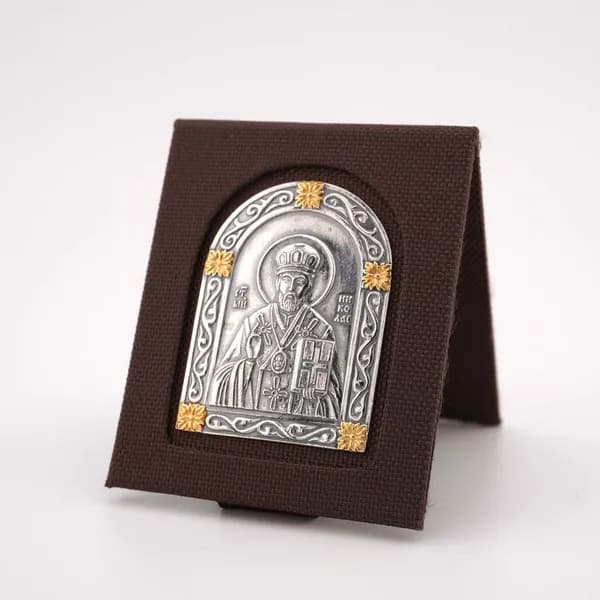 Серебряная икона "Николай Чудотворец" Б93016064Н1