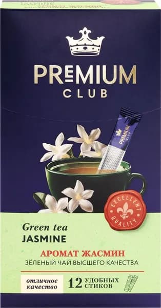 Premium Club Чай зеленый с жасмином 12 стиков