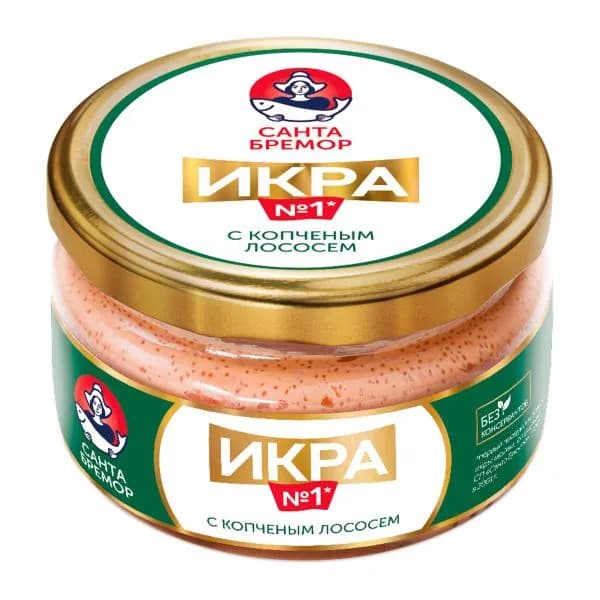 Икра мойвы Санта Бремор с копченым лососем 180г