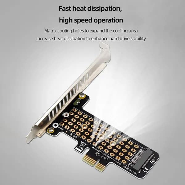 Адаптер M.2 NVMe SSD в PCIe x1 с поддержкой PCIe 4.0 и матричным охлаждением