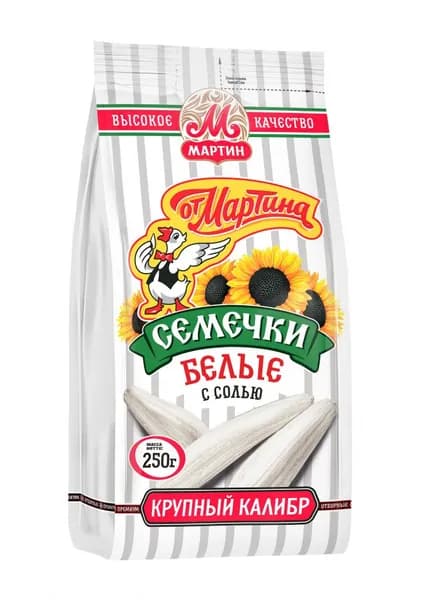 Семечки От Мартина подсолнечника белые с солью, жареные, неочищенные, 250 г