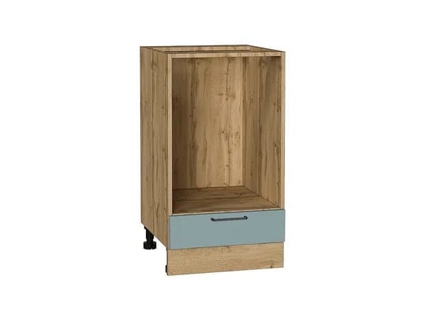 Шкаф нижний под духовку Флэт, цвет фасада Grey-green In 2S, цвет каркаса Дуб Вотан, 816*450*476 мм (В*Ш*Г)