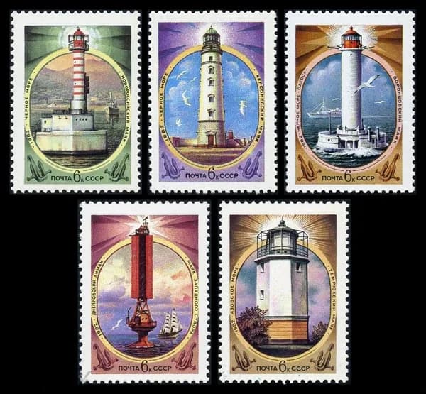 Почтовая марка 1982 СССР №5358-62, Маяки Черного и Азовского морей 6к.6к.6к.6к.6к.- Марка п/с, MNH