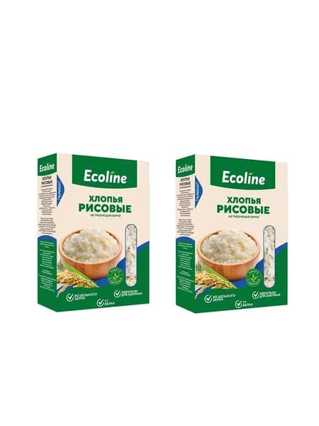 Эколайн Хлопья рисовые, 500 гр, 2 шт