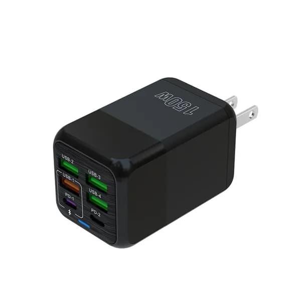 Мощная зарядка 150W 6 USB-C с PD и QC3.0, Черный - Штепсельная Вилка США