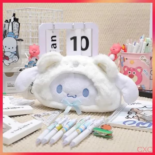 Sanrio/Белый Cinnamoroll/Пенал, большой объем, мягкая сумка для хранения канцелярских товаров