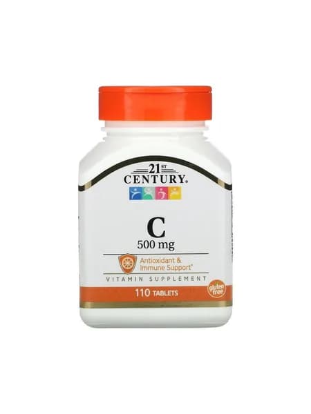 21st Century Vitamin С, Витамин C, 500 мг, 110 таблеток Витамины для иммунитета для взрослых, для кожи, для костей и суставов, антиоксидант