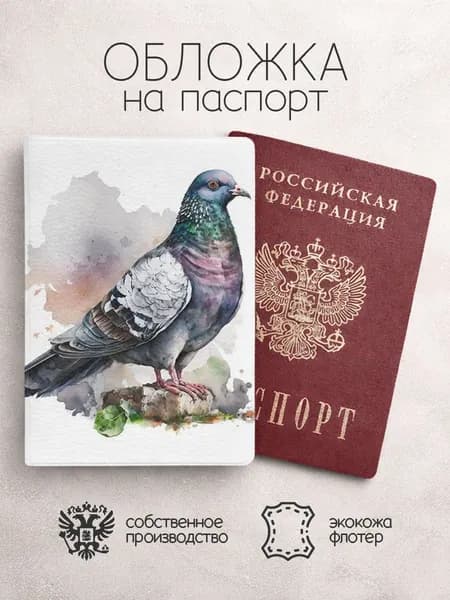 Обложка на паспорт Нарисованные голуби на камне