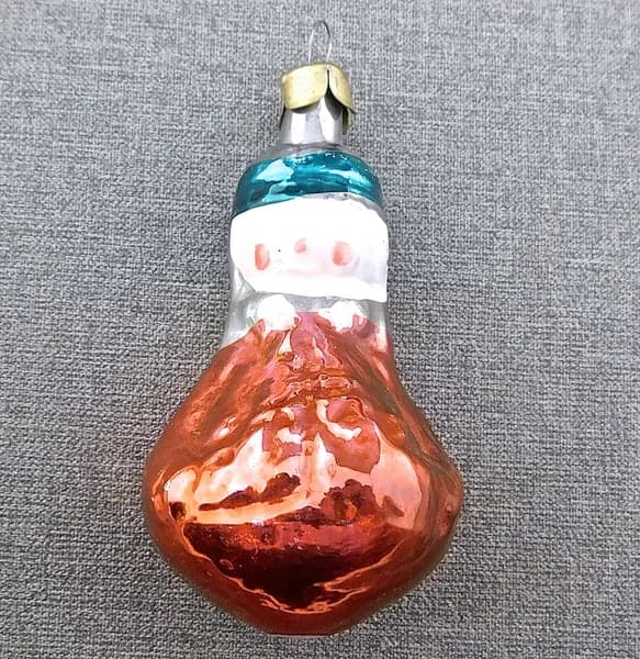 Елочная игрушка ДЕВОЧКА С КОСОЙ стекло СССР 1960-е гг