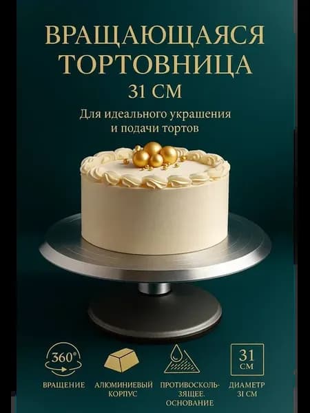 Тортовница вращающаяся металлическая с ножкой 31 см