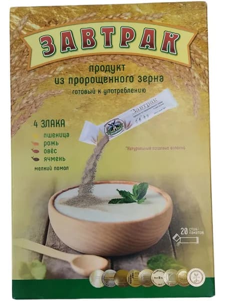 Талкан (продукт из пророщ зерна) 4 злака 400г 20 стик-пакетиков