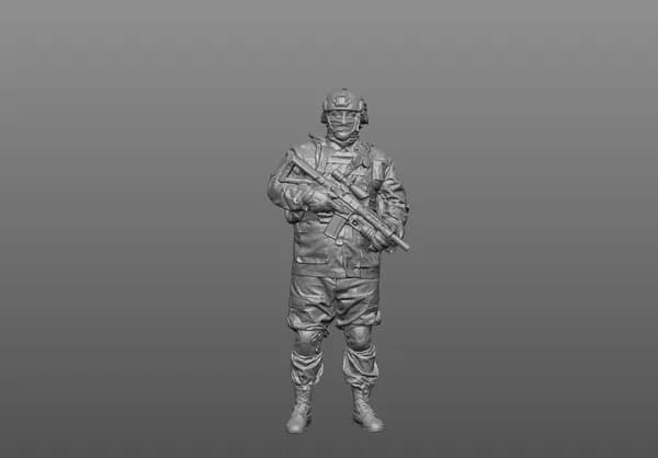 "Солдат №9" Фигурка в масштабе 1:43 для диорам и макетов. Высота фигурки 4 см. Две детали.
