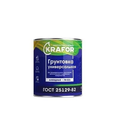 Грунт Krafor ГФ-021, алкидный, универсальный, серый, 0.8 кг 26308