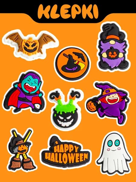 KLEPKI HALLOWEEN, Хэллоуин Джибитсы для crocs, сабо, набор 9шт, джиббитсы для крокс