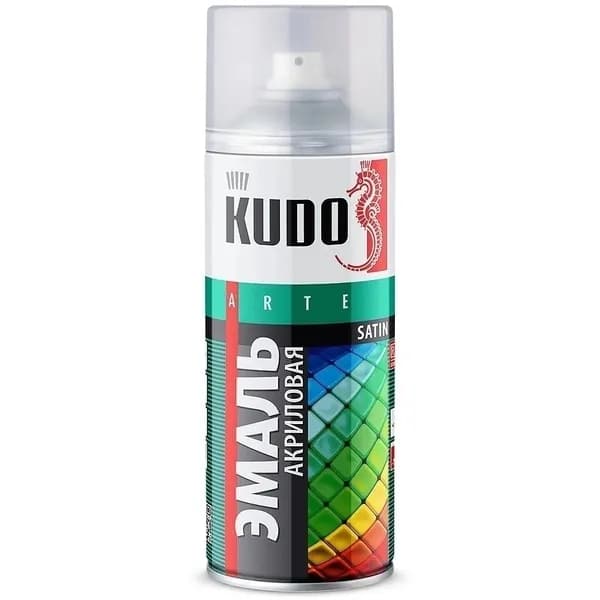 Краска KUDO "SATIN RAL", акриловая, черная, RAL 9005, аэрозоль, 520 мл.