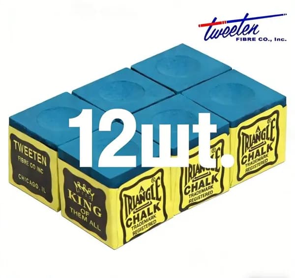 Мел для бильярда Triangle Tweeten Blue, синий, 12 шт.