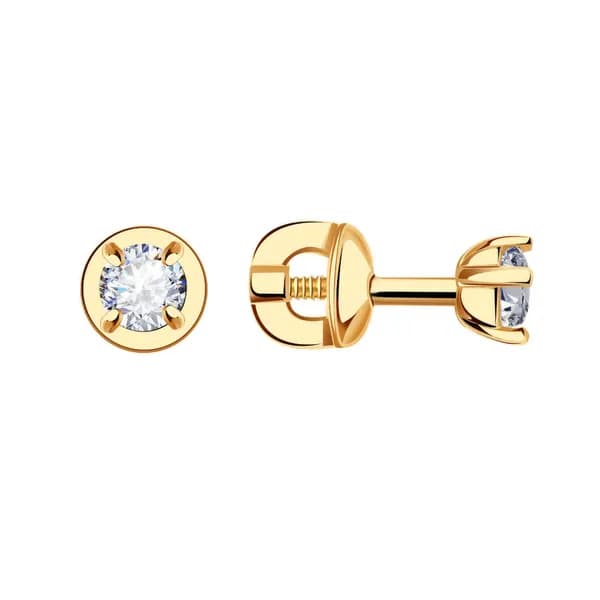 Золотые серьги DIAMANT-ONLINE с Swarovski 585 пробы