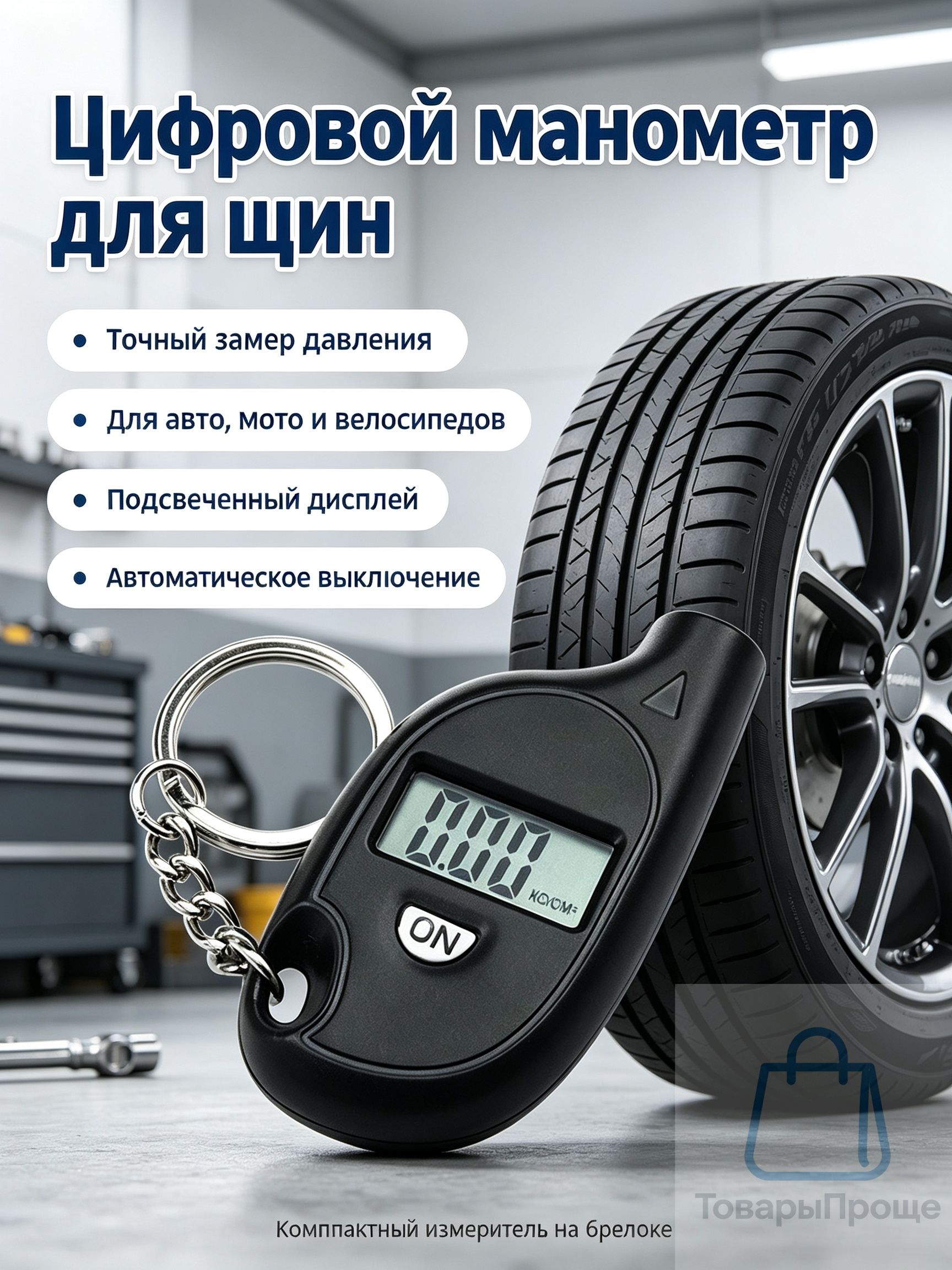 Манометр автомобильный, 1 шт.