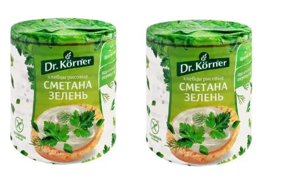 Dr. Korner Хлебцы Рисовые со сметаной и зеленью, 80гр,2 шт
