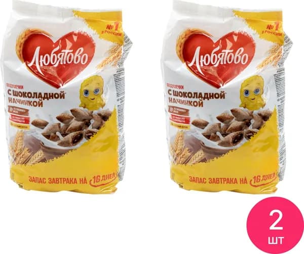 Подушечки Любятово с шоколадной начинкой 500г (комплект из 2 шт)