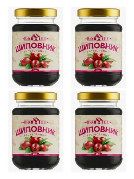 Напиток растворимый Borhill Шиповник жидкий экстракт стекло 200 грамм 4 штуки