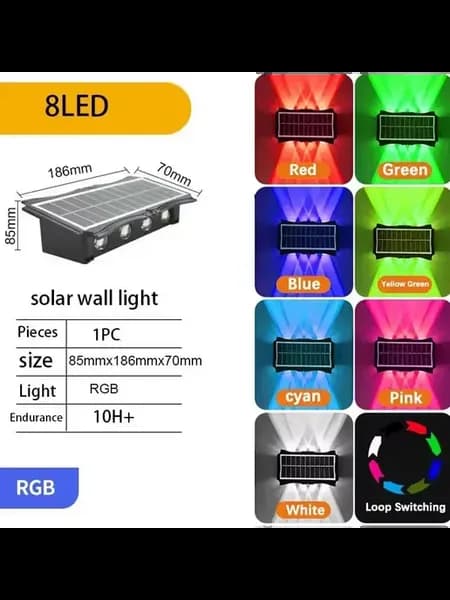Солнечный светильник для наружного освещения RGB 8
