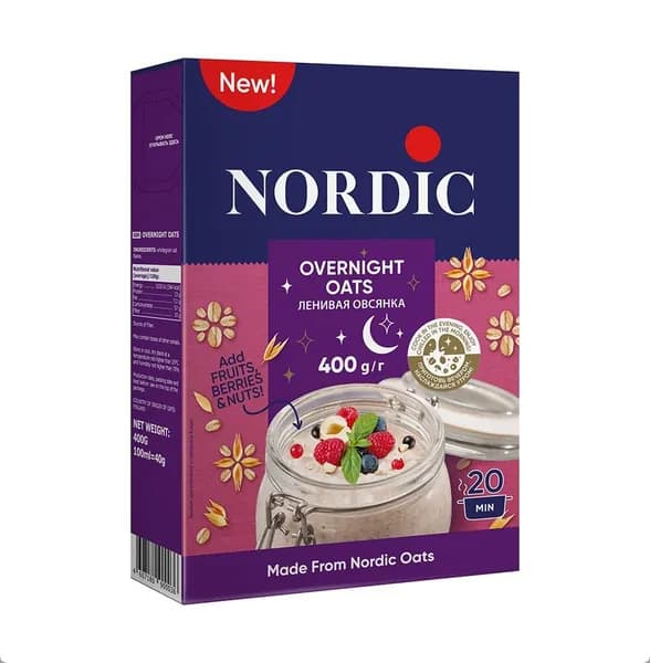 Хлопья овсяные Nordic Ленивая овсянка 400г, Россия - 1 шт.